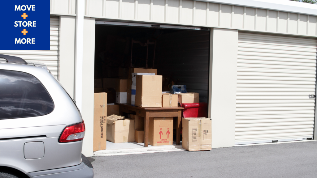 Image of a storage unit full of packed boxes.