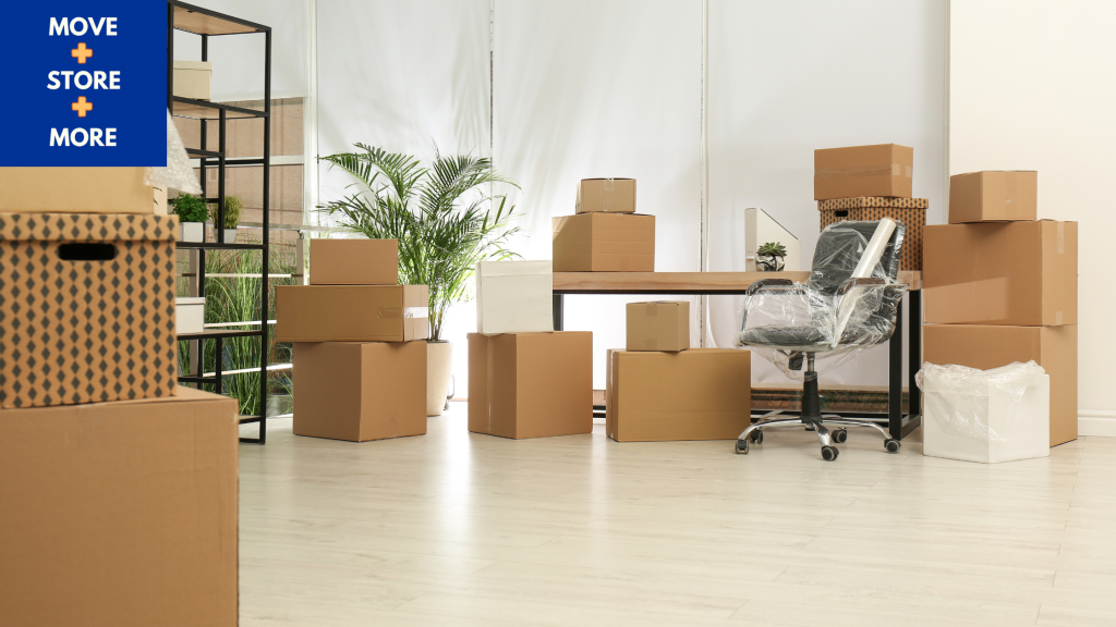 Image of packed boxes and wrapped furniture, well-organised and ready in advance before the moving day- Move Store & More How to Save Money Before Moving House Blog Image