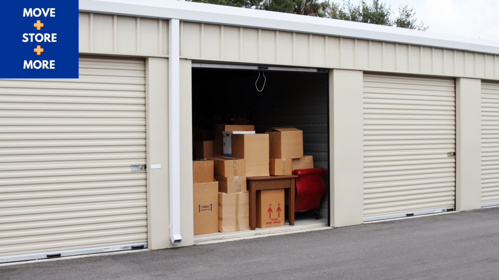 Image of storage unit with household boxes.