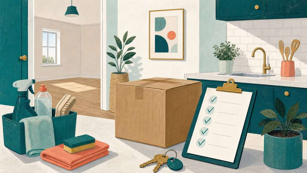 Illustration of a clean rental property ready for its moving-out inspection