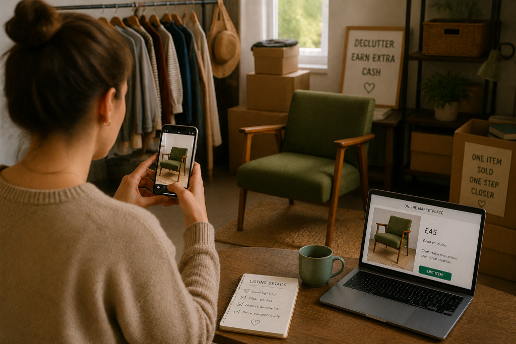 Image of person photographing an item for an online marketplace listing.